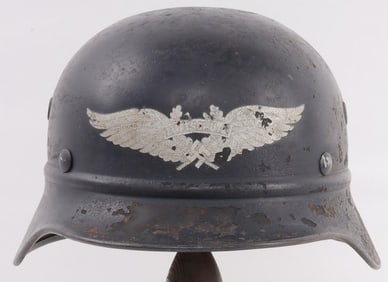 WWII GERMAN THIRD REICH LUFSCHUTZ HELMET BEADED