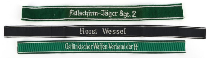LOT OF 3 WWII GERMAN THIRD REICH SS CUFF TITLES