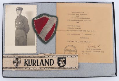 WWII LATVIAN SS KURLAND CUFFTITLE AND PATCH