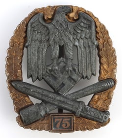 WWII GERMAN GENERAL BADGE FOR 75 ASSAULTS