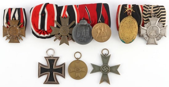 LOT OF 9 WWI & WWII GERMAN REICH MEDAL & RIBBONS
