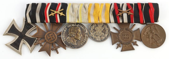 WWI WWII GERMAN REICH SERVICE MEDAL AND RIBBON BAR