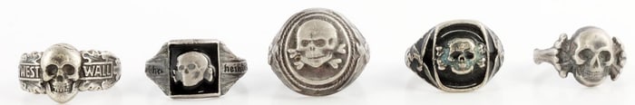 LOT OF 5 WWII GERMAN REICH RING LUFTWAFFE & SS