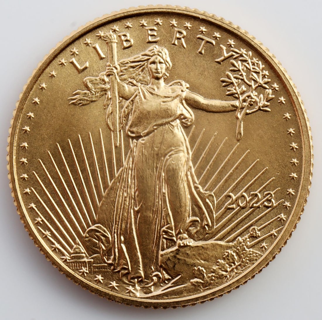 2023 GOLD 1/10 OZT OUNCE AMERICAN EAGLE BU COIN: Brilliant uncirculated. This lot has a reserve.