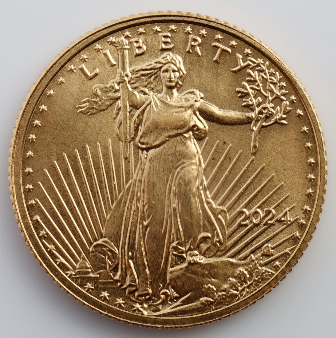 2024 GOLD 1/10 OZT OUNCE AMERICAN EAGLE BU COIN: Brilliant uncirculated. This lot has a reserve.