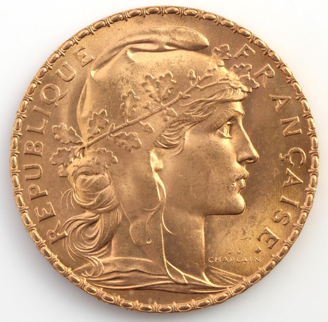 GOLD HELVETIA SWISS 1914 20 FRANCS COIN UNC: Helvetia gold coin. 900 gold, 6.4 grams. Brilliant Uncirculated. This lot has a reserve.