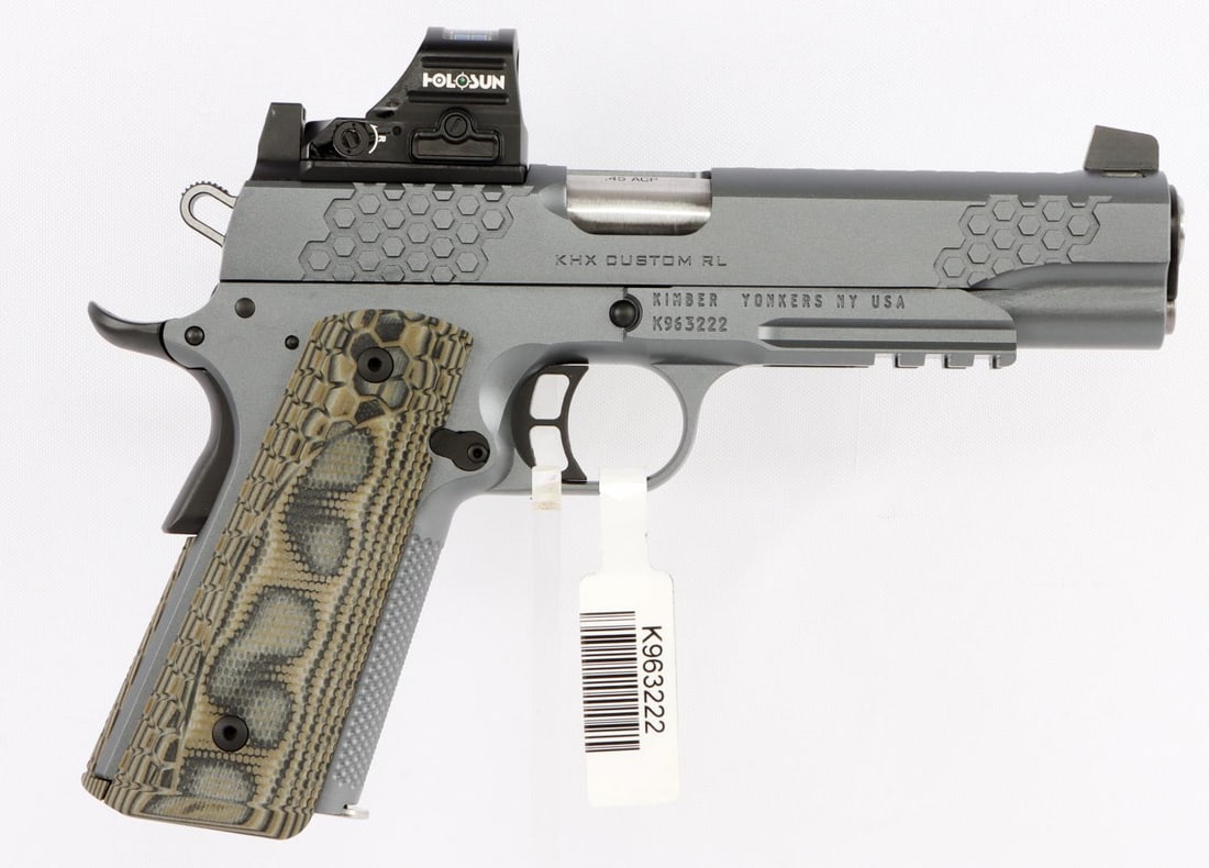 KIMBER KHX CUSTOM/RL .45 ACP SEMI AUTO PISTOL NIB: New in box. Model #3000436. UPC:669278304366 Includes a soft carrying case, a red dot sight, and one magazine. FFL required for transfer. No international shipping. Know your state laws before bidding