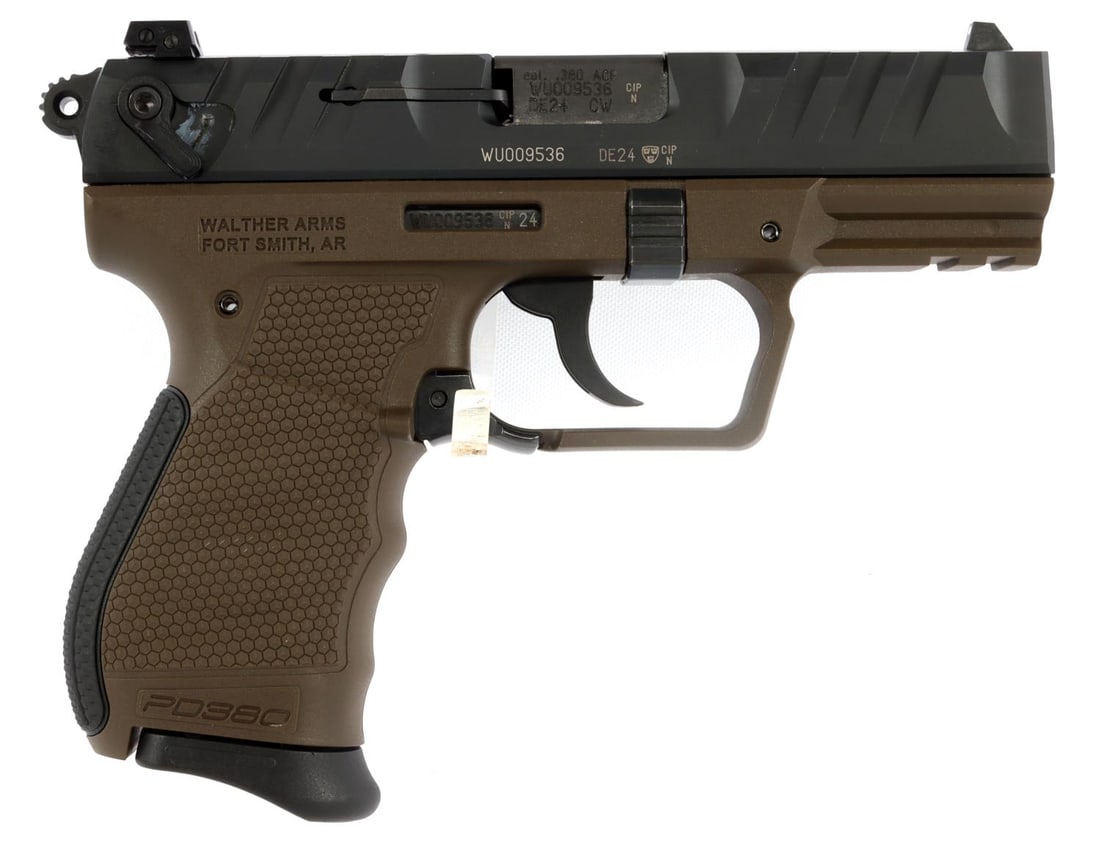 WALTHER PD380 .380 ACP SEMI AUTO PISTOL GREEN NIB: New in box. Walther Arms PD380 semi-automatic pistol, military green. UPC 723364232770. Includes two (2) magazines. FFL required for transfer. No international shipping. Know your state's firearm laws