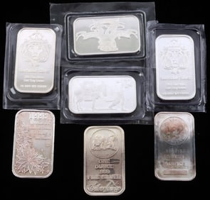 7 1 OZT OUNCE .999 FINE SILVER BAR INGOT LOT
