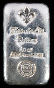 10 OZT OZ FLEUR DE LIS 999 FINE SILVER BAR INGOT