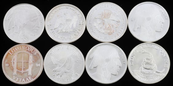 8 .999 FINE SILVER MIX REFINER SILVER 1 OZT ROUNDS