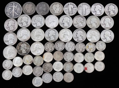 $10 FACE VALUE 90% SILVER U.S. COIN LOT MIXED