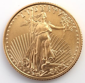 2014 GOLD 1/10 OZT OUNCE AMERICAN EAGLE BU COIN