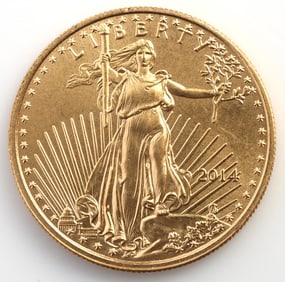 2014 GOLD 1/10 OZT OUNCE AMERICAN EAGLE BU COIN