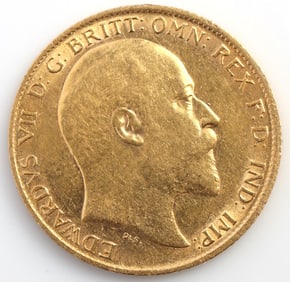 1909 GOLD KING EDWARD HALF SOVEREIGN COIN AU