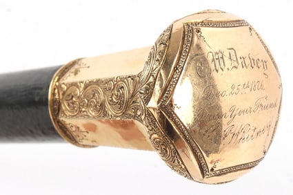 ANTIQUE 19TH CENTURY 14K YELLOW GOLD WALKING STICK