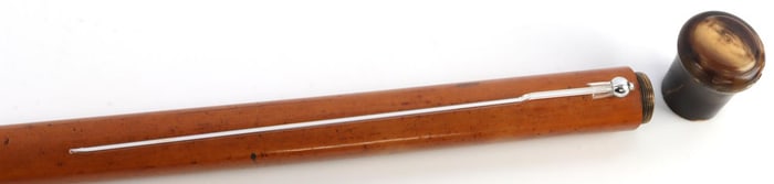 ANTIQUE WOODEN CANE WITH SECRET COMPARTMENT