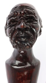 DARK WOODEN CANE WITH MALE FIGURE FOR KNOB
