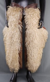 RARE WHITE WOOLY ANGORA SHEEP BATWING CHAPS