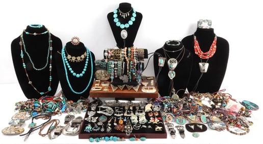 WESTERN DEALER LOT OF COSTUME JEWELRY OVER 14 LBS