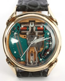 MENS BULOVA ACCUTRON SPACEVIEW WATCH 14KT GOLD