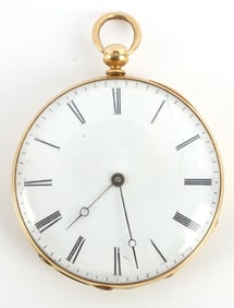 18K GOLD CYLINDRE HUIT RUBIS ANTIQUE POCKET WATCH