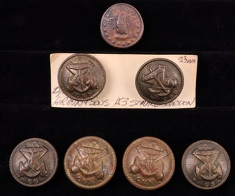 LOT OF 7 CIVIL WAR NON-DUG CONFEDERATE BUTTON CSN