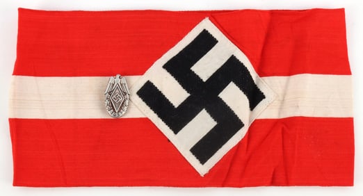 GERMAN THIRD REICH HITLER YOUTH ARMBAND & 1937 PIN