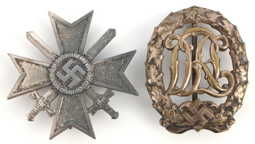WWII GERMAN WAR MERIT CROSS & DRL SPORTS BADGE LOT