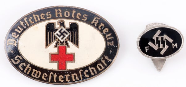 LOT 2 ENAMELED WWII GERMAN PINS SS SUPPORTER & DRK