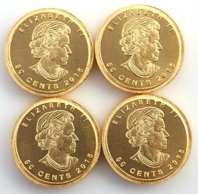LOT OF FOUR 999 FINE GOLD CANADIAN MAPLEGRAM COINS