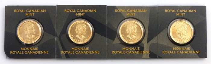 LOT OF FOUR 999 FINE GOLD CANADIAN MAPLEGRAM COINS
