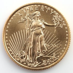 2017 GOLD 1/10 OZT OUNCE AMERICAN EAGLE BU COIN