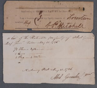 LOT 2 CIVIL WAR STATE RICE SLIP & 1786 PROPERTY AD