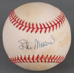 STAN THE MAN MUSIAL SIGNED BASEBALL W DISPLAY CASE