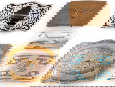 LOT OF 5 WESTERN AND SOUTHWEST BELT BUCKLES