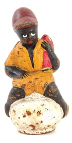 VINTAGE BLACK AMERICANA CAST IRON PIGGY BANK