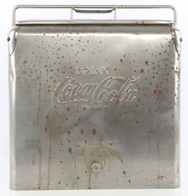 VINTAGE COCA COLA ALUMINUM WATER COOLER ICE CHEST