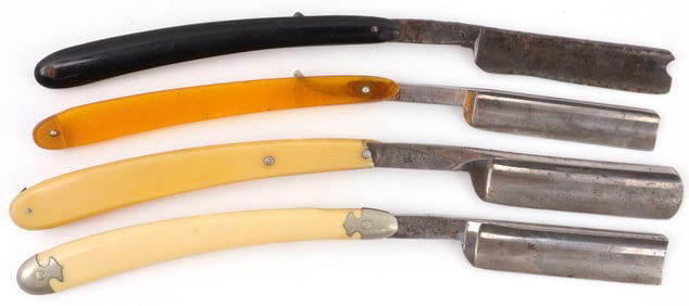 LOT OF 4 VINTAGE STRAIGHT RAZORS JUG HAAG