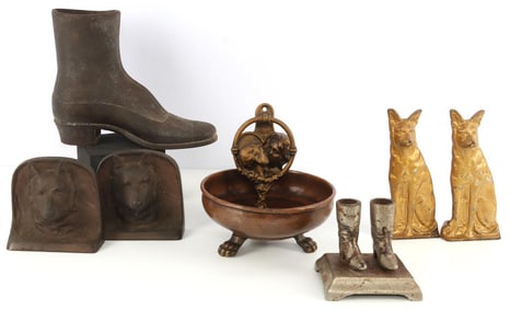 LOT OF 8 RUSSIAN HAMMERED COPPER & CAST IRON DECOR