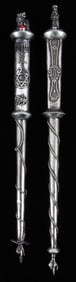 2 ANTIQUE RUSSIAN JEWISH SILVER YAD TORAH POINTERS