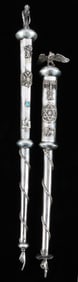 2 ANTIQUE RUSSIAN JEWISH SILVER YAD TORAH POINTERS