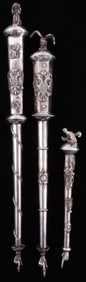 3 ANTIQUE RUSSIAN JEWISH SILVER YAD TORAH POINTERS