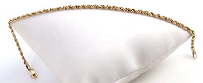 8 INCH 14K GOLD ROPE CHAIN BRACELET