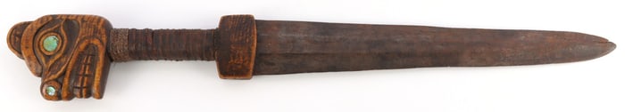 PACIFIC NW TLINGIT IRON DAGGER W BEAR HEAD POMMEL