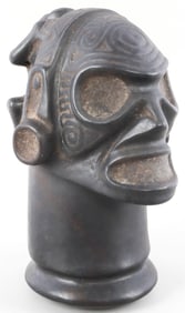 PRECOLUMBIAN TAINO SCULPED HEAD ON PEDESTAL