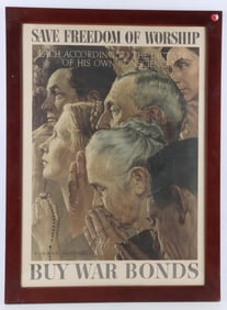 NORMAN ROCKWELL WWII FREEDOM OF WORSHIP POSTER