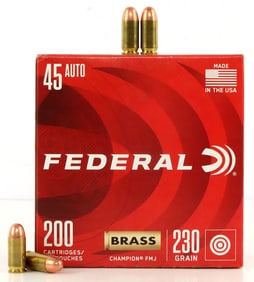 200 ROUNDS .45 AUTO 230GR FMJ FEDERAL PREMIUM AMMO