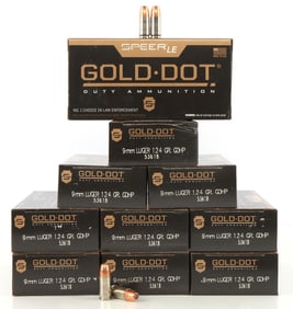 500 RDS GOLD DOT 9MM LUGER 124 GR GDHP AMMO