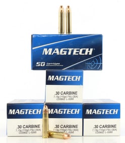 250 ROUNDS .30 CARBINE 110GR FMJ MAGTECH AMMO